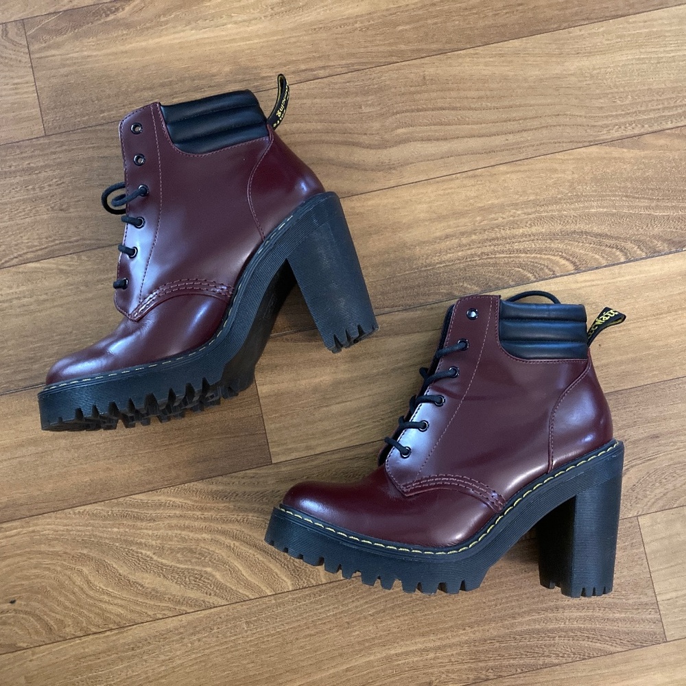 Dr. Martens Persephone Burgundy Red Shiraz Buttero Heeled Boots US 6